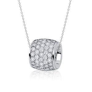 Italo Micro Pave Tube Eternity White Sapphire Pendant Necklace For Women