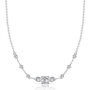 Italo Chevron Necklace Asscher Cut White Sapphire Pendant Necklace For Women