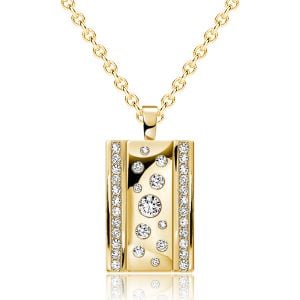 Italo Rectangle Waterfall White Sapphire Pendant Necklace For Women