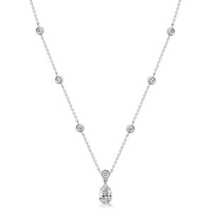 Italo Bezel Setting Round & Pear Cut Pendant Neckalce For Women