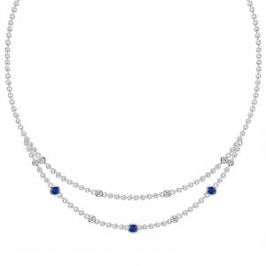 Italo Bezel Setting Blue & White Sapphire Layering necklaces For Women