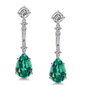 Emerald Pear Shaped Drop Earrings