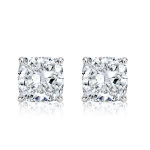 Italo Cushion Cut Stud Earrings For Women In Sterling Silver