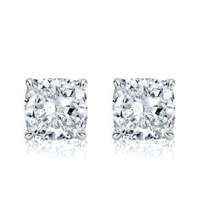 Italo Cushion Cut Stud Earrings For Women In Sterling Silver