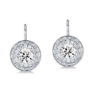 Luxury Double Halo Round Cut Drop Earrings