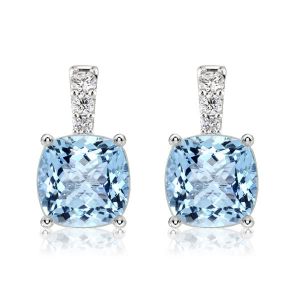 Italo Aquamarine Earrings For Women Cushion Cut Drop Earrings 