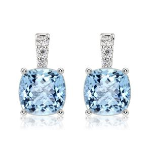 Italo Aquamarine Earrings For Women Cushion Cut Drop Earrings 