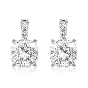 Italo Cushion Cut White Sapphire Drop Earrings For Women