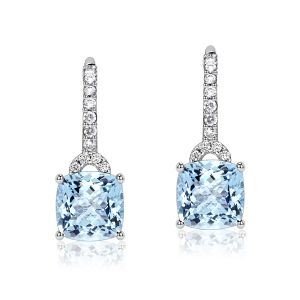 Italo Cushion Cut Aquamarine Drop Earrings For Women