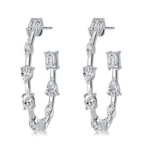 Italo Multi Cut White Sapphire Hoop Earrings For Women