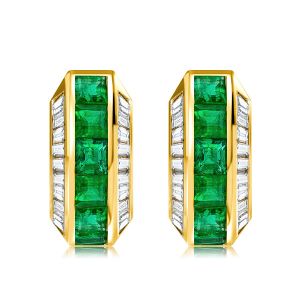 Emerald Huggie Hoop Earrings For Women