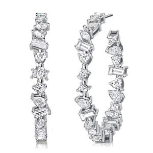 Mixed Shape Sterling Silver Hoop Earrings For Women