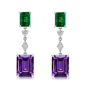 Italo Amethyst Emerald Cut Drop Earrings For Women