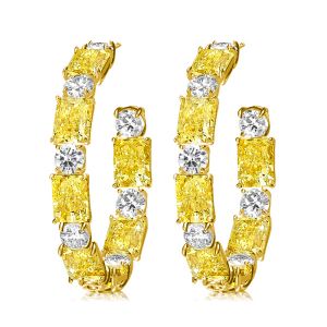 luxury Yellow Topaz Hoop Earrings For Women