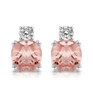 Cushion Cut Champagne Stud Earrings For Women