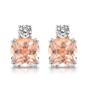 Cushion Cut Champagne Stud Earrings For Women