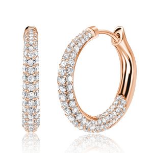 Italo Pave Setting Chunky Hoop Earrings In 925 Silver