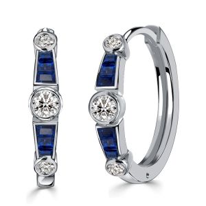 Italo Bezel Setting Vintage Silver Hoop Earrings For Women