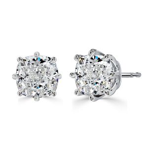 Italo 8 Prong Single Stone Cushion Cut Stud Earrings