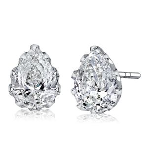 Italo Multi Prong Single Stone Pear Cut Stud Earrings White Sapphire Earrings