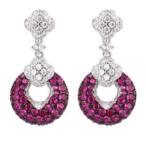 Italo Unique Round Cut Ruby Sapphire Earrings Drop Earrings