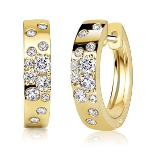 Italo Golden Flush Setting Cut Hoop Earrings For Women Waterfall Earrings