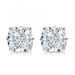 Italo 6 Prong 2 Carat Cushion Cut Stud Earrings For Women