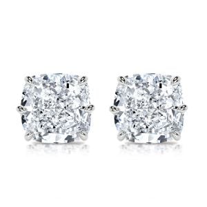 Italo 6 Prong 2 Carat Cushion Cut Stud Earrings For Women