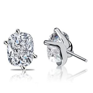 Italo Unique 4 Prong Cushion Cut Stud Earrings For Women