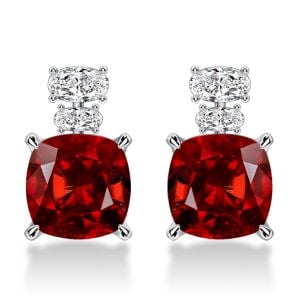Italo Hidden Halo Garnet Cushion Cut Drop Earrings For Women