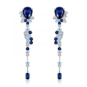 Italo Pear Cut Blue Sapphire Drop Earring For Women Bosphorus Vintage Earrings