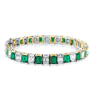 Two Tone Emerald Green & White Tennis Bracelet