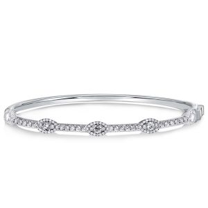 Italo Halo Round Cut White Sapphire Bangle Bracelet