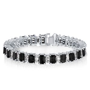 Alternating Black & White Sapphire Tennis Bracelet For Women