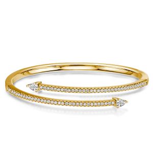 Golden Pear & Round Cut White Sapphire Bangle Bracelet