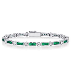 Italo Alternating Triple Emerald Tennis Bracelet For Women