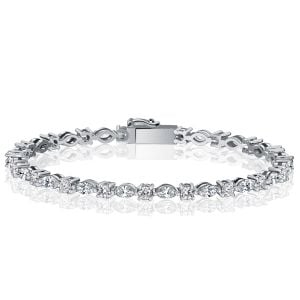 Italo Marquise & Round Cut Tennis Bracelet For Wedding