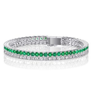 Italo Double Row Emerald & White Sapphire Tennis Bracelet For Women