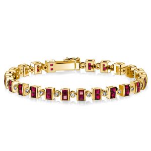 Italo Asscher Cut Ruby Tennis Bracelet Silver Ruby Bracelet