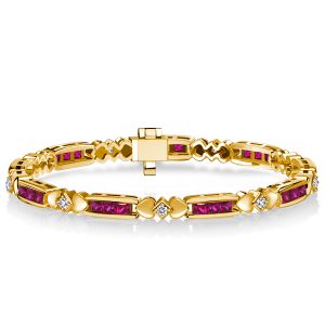 Italo Princess Cut Ruby Sapphire Bracelet Silver Bracelet