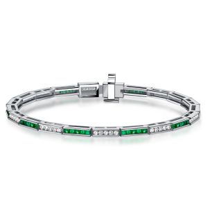 Italo Channel Set Asscher Cut Emerald Sapphire Tennis Bracelet