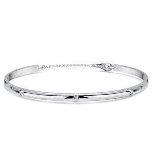 Italo Bezel Setting 1.5 MM Round Cut Bar Bangle Bracelet For Women