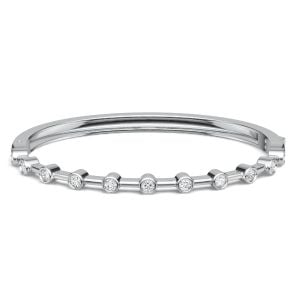 Italo Bezel Setting 3 MM Round Cut Bangle Bracelet For Women