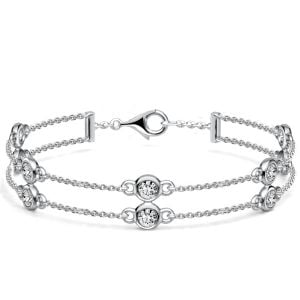 Italo Double Row Bezel-set White Sapphire Tennis Bracelet For Women
