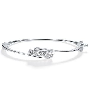 Italo White Sapphire Cushion Cut Bangle Bracelet For Women