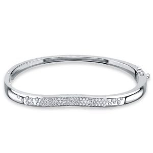 Italo Flush Set Waterfall White Sapphire Bangle Bracelet For Women