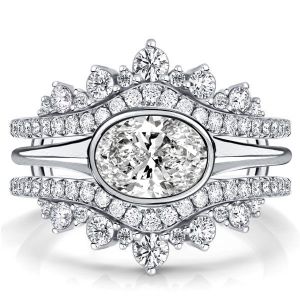 Italo Oval Cut Inset Guard Enhancers Engagement Rings Sets
