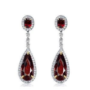 Italo Halo Pear Cut Garnet Earrings Drop Earrings For Women