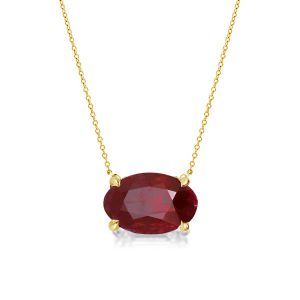 Golden Oval Cut Created Garnet Pendant Necklace
