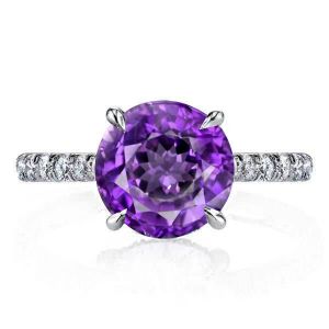 Classic 4 Prong Created Amethyst Engagement Ring